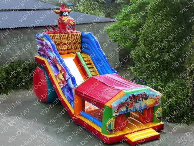 надувная горка Ящер тент 4