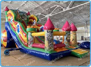 Надувная горка "Зверята в замке 5"
